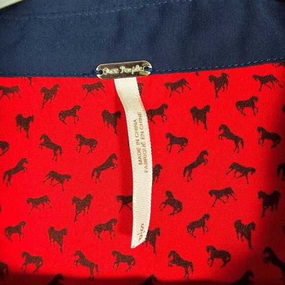 Free‎ People Womens Horse Print Long Sleeve Top Size Small Equestrian Preppy - Picture 6 of 13